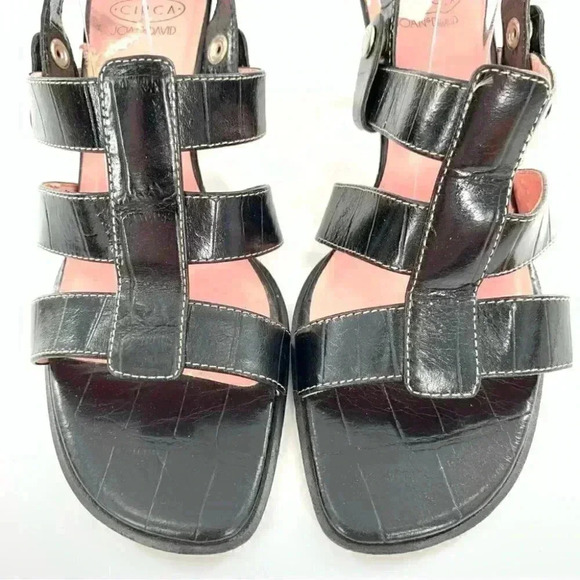 Joan and David heels size 6.5 black leather vintage 80s 90s tortoise embrossed - Picture 3 of 13